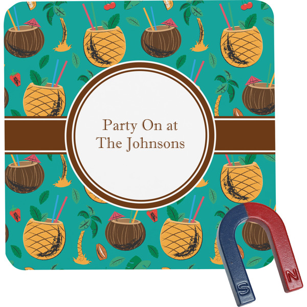 Custom Coconut Drinks Square Fridge Magnet (Personalized)