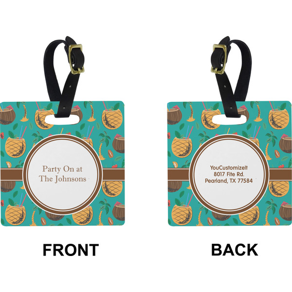 Coconut Drinks Square Luggage Tag (Front + Back)
