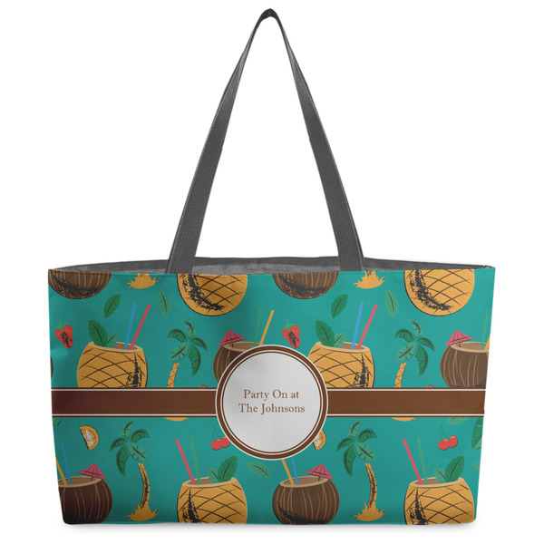 Custom Coconut Drinks Beach Totes Bag - w/ Black Handles (Personalized)