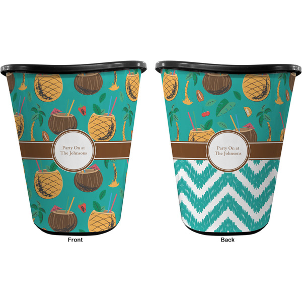 Coconut Drinks Trash Can Black - Front and Back - Apvl