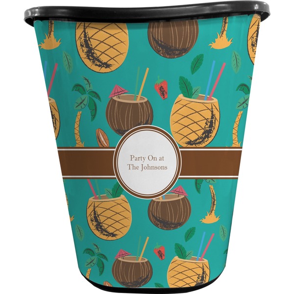 Custom Coconut Drinks Waste Basket - Double Sided (Black) (Personalized)