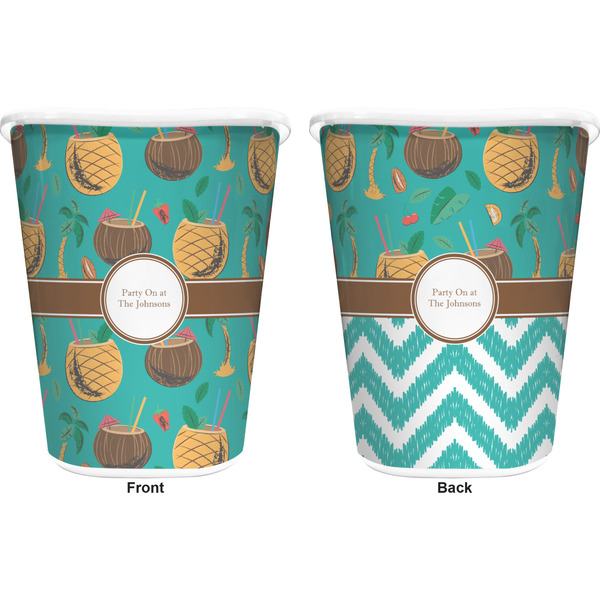 Coconut Drinks Trash Can White - Front and Back - Apvl