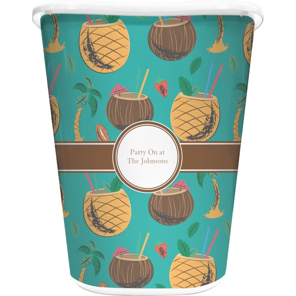Custom Coconut Drinks Waste Basket - Double Sided (White) (Personalized)