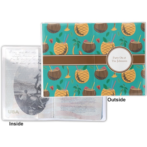 Coconut Drinks Vinyl Passport Holder - Flat Front and Back