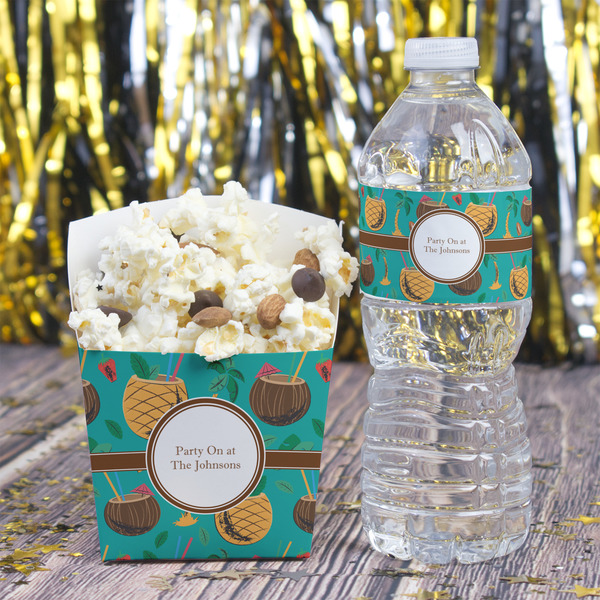 Coconut Drinks Water Bottle Label - w/ Favor Box