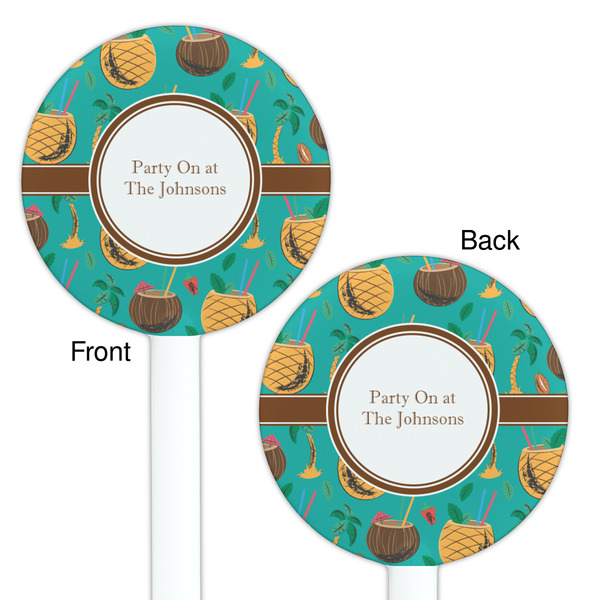 Coconut Drinks White Plastic 5.5" Stir Stick - Double Sided - Round - Front & Back