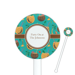 Coconut Drinks 5.5" Round Plastic Stir Sticks - White - Double Sided (Personalized)
