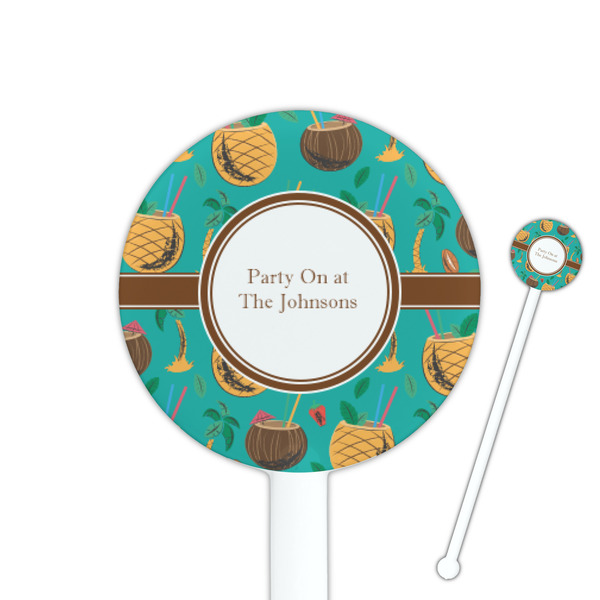 Custom Coconut Drinks 5.5" Round Plastic Stir Sticks - White - Double Sided (Personalized)