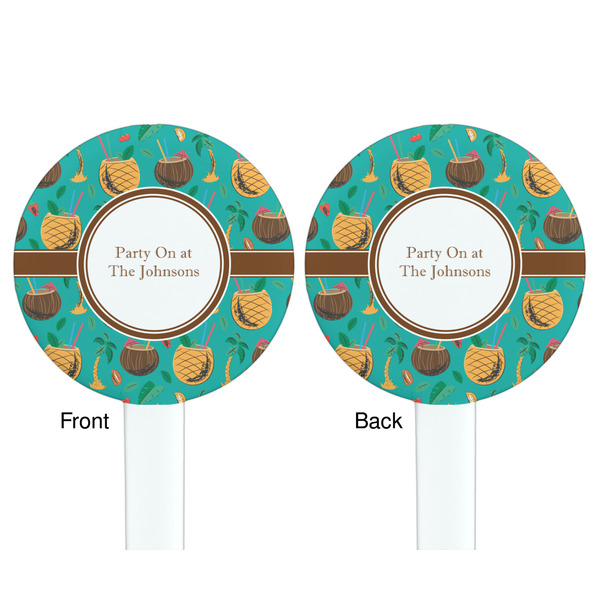 Coconut Drinks White Plastic 7" Stir Stick - Double Sided - Round - Front & Back