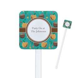 Coconut Drinks Square Plastic Stir Sticks - Double Sided (Personalized)