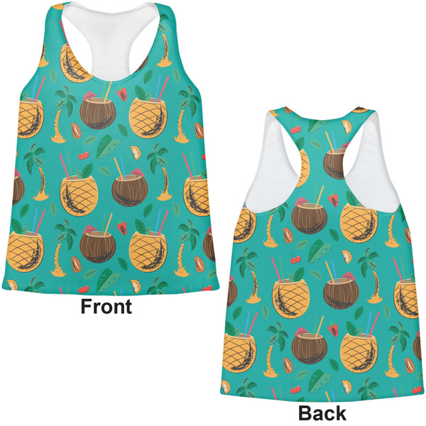 Coconut Drinks Womens Racerback Tank Tops - Medium - Front and Back