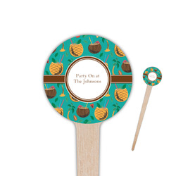 Coconut Drinks 4" Round Wooden Food Picks - Single Sided (Personalized)