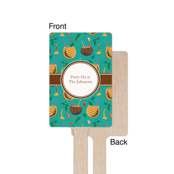 Coconut Drinks Wooden 6.25" Stir Stick - Rectangular - Single - Front & Back