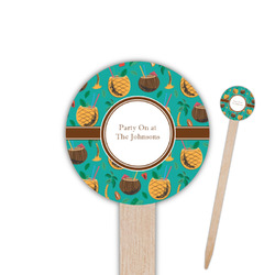 Coconut Drinks 6" Round Wooden Food Picks - Single Sided (Personalized)