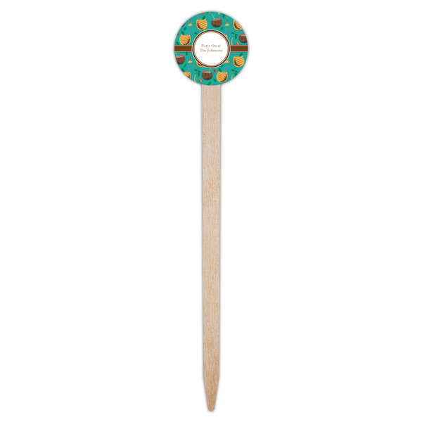 Coconut Drinks Wooden 6" Food Pick - Round - Single Pick