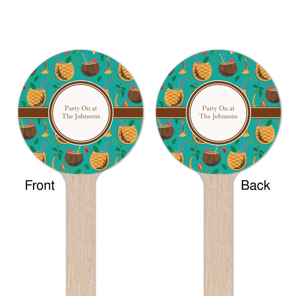 Coconut Drinks Wooden 7.5" Stir Stick - Round - Double Sided - Front & Back