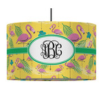Pink Flamingo 12" Drum Pendant Lamp - Fabric (Personalized)
