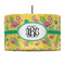Pink Flamingo 12" Drum Pendant Lamp - Fabric (Personalized)