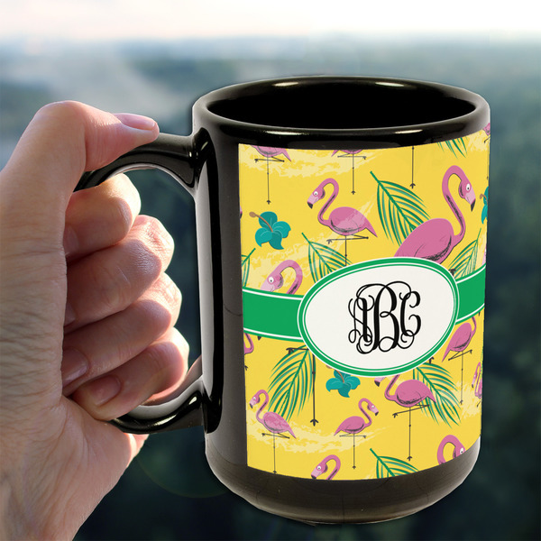 Pink Flamingo 15oz. Black Mug - LIFESTYLE