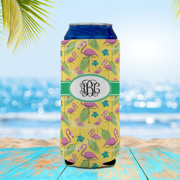 Pink Flamingo 16oz Can Sleeve - LIFESTYLE