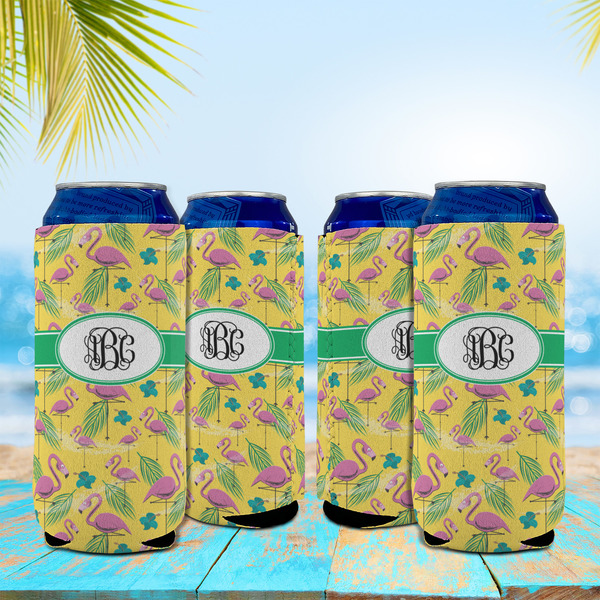 Pink Flamingo 16oz Can Sleeve - Set of 4 - LIFESTYLE