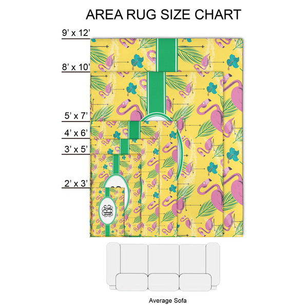 Pink Flamingo 2'x3' Indoor Area Rugs - Size Chart