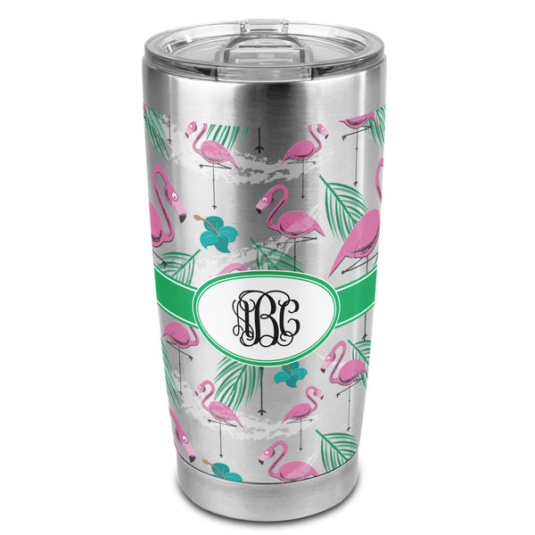 Custom Pink Flamingo 20oz Stainless Steel Double Wall Tumbler - Full Print (Personalized)