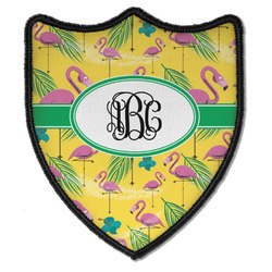 Pink Flamingo Iron On Shield Patch B w/ Monogram