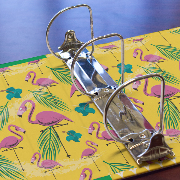 Pink Flamingo 3 Ring Binders - Full Wrap - 3" - DETAIL