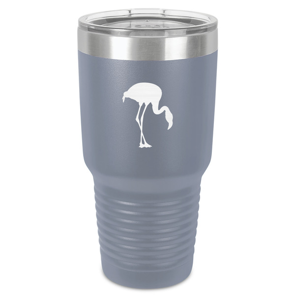 Pink Flamingo 30 oz Stainless Steel Ringneck Tumbler - Grey - Front