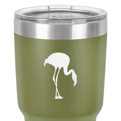 Pink Flamingo 30 oz Stainless Steel Tumbler - Olive - Single-Sided