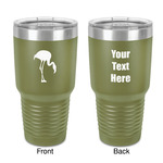 Pink Flamingo 30 oz Stainless Steel Tumbler - Olive - Double-Sided (Personalized)