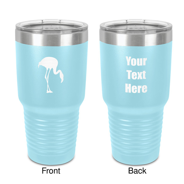 Custom Pink Flamingo 30 oz Stainless Steel Tumbler - Teal - Double-Sided (Personalized)