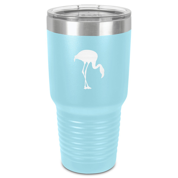 Custom Pink Flamingo 30 oz Stainless Steel Tumbler - Teal - Single-Sided