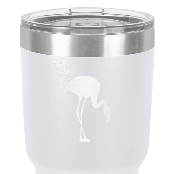 Pink Flamingo 30 oz Stainless Steel Ringneck Tumbler - White - Close Up