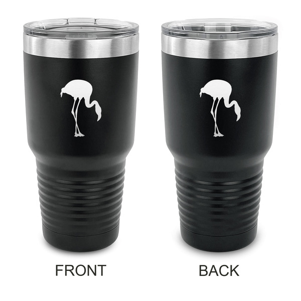 Custom Pink Flamingo 30 oz Stainless Steel Tumbler - Black - Double Sided (Personalized)