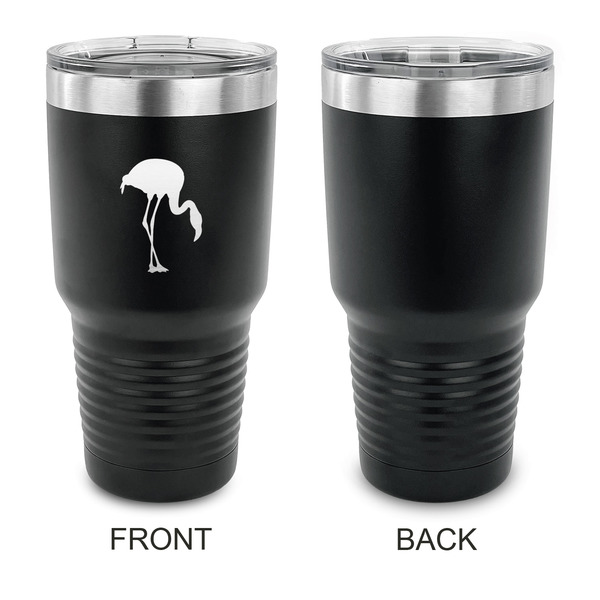 Pink Flamingo 30 oz Stainless Steel Ringneck Tumblers - Black - Single Sided - APPROVAL