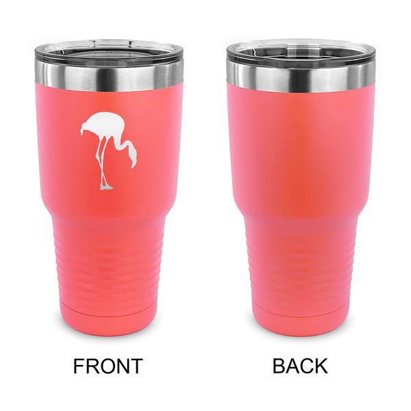 Pink Flamingo 30 oz Stainless Steel Ringneck Tumblers - Coral - Single Sided - APPROVAL