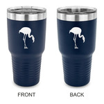Pink Flamingo 30 oz Stainless Steel Tumbler - Navy - Double Sided (Personalized)