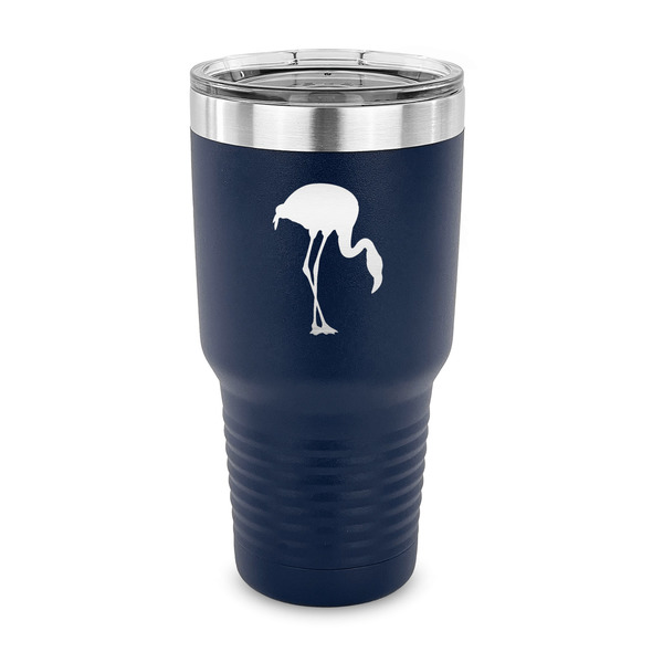 Custom Pink Flamingo 30 oz Stainless Steel Tumbler - Navy - Single Sided