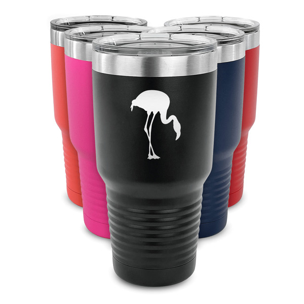 Pink Flamingo 30 oz Stainless Steel Ringneck Tumblers - Parent/Main