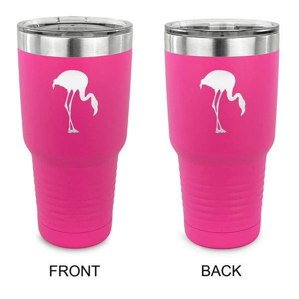 Custom Pink Flamingo 30 oz Stainless Steel Tumbler - Pink - Double Sided (Personalized)