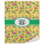 Pink Flamingo Sherpa Throw Blanket (Personalized)