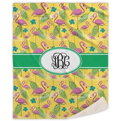 Pink Flamingo Sherpa Throw Blanket (Personalized)