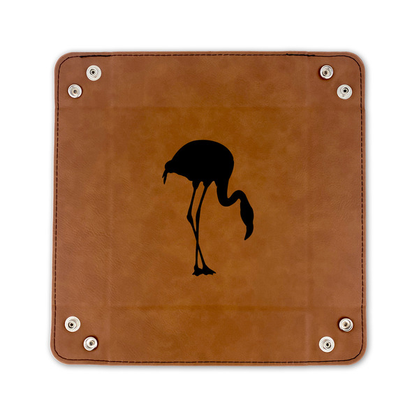 Pink Flamingo 6" x 6" Leatherette Snap Up Tray - FLAT FRONT