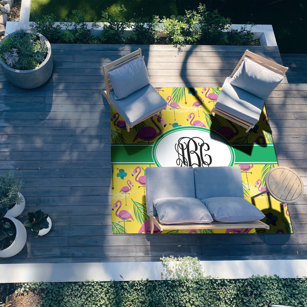 Pink Flamingo 8'x10' Patio Rug - In context