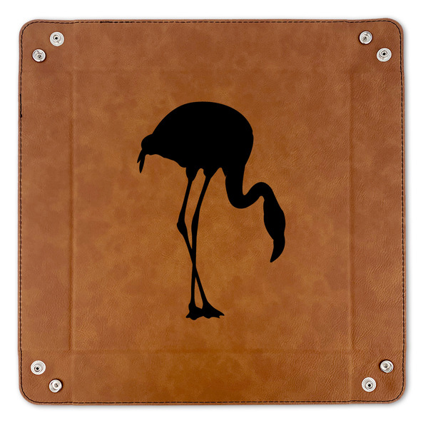 Pink Flamingo 9" x 9" Leatherette Snap Up Tray - APPROVAL (FLAT)