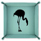 Pink Flamingo 9" x 9" Teal Leatherette Snap Up Tray - FOLDED