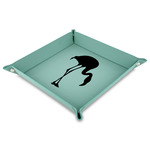 Pink Flamingo 9" x 9" Teal Faux Leather Valet Tray