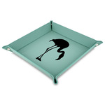 Pink Flamingo Faux Leather Dice Tray - 9" x 9"  - Teal